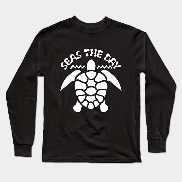 Seas The Day - Turtle Silhouette Long Sleeve T-Shirt by TMBTM